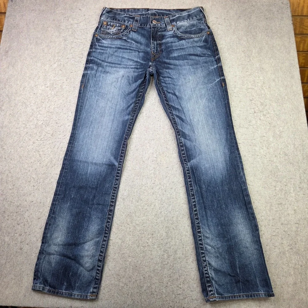 True Religion World Tour Mens Straight Flap Pockets Jeans Size 34x34 Denim